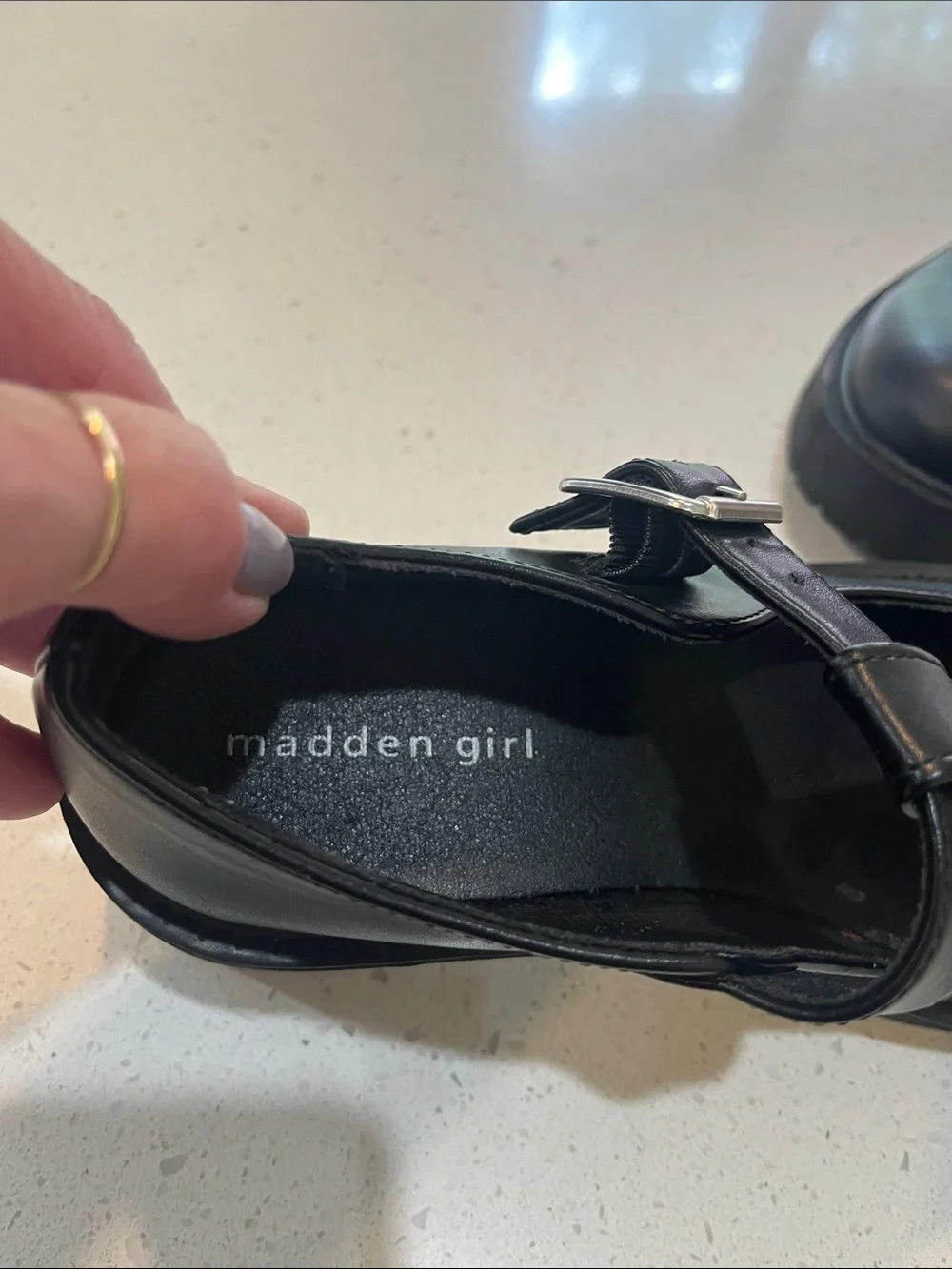 Madden Girl Black Platform Mary Jane with Buckle